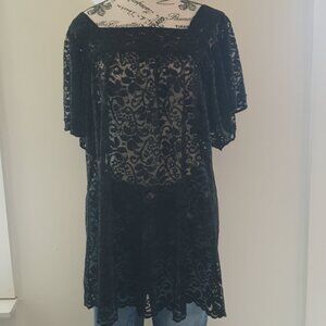 Anne Taylor Loft Petites Sheer Black Lace Whimsigoth Dress Women's Size LP